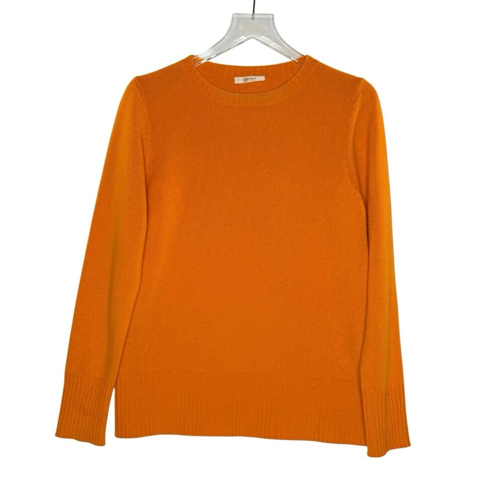 The Row Wool Cashmere Sibel Sweater M Orange Crew Neck Ribbed Hem *flaw